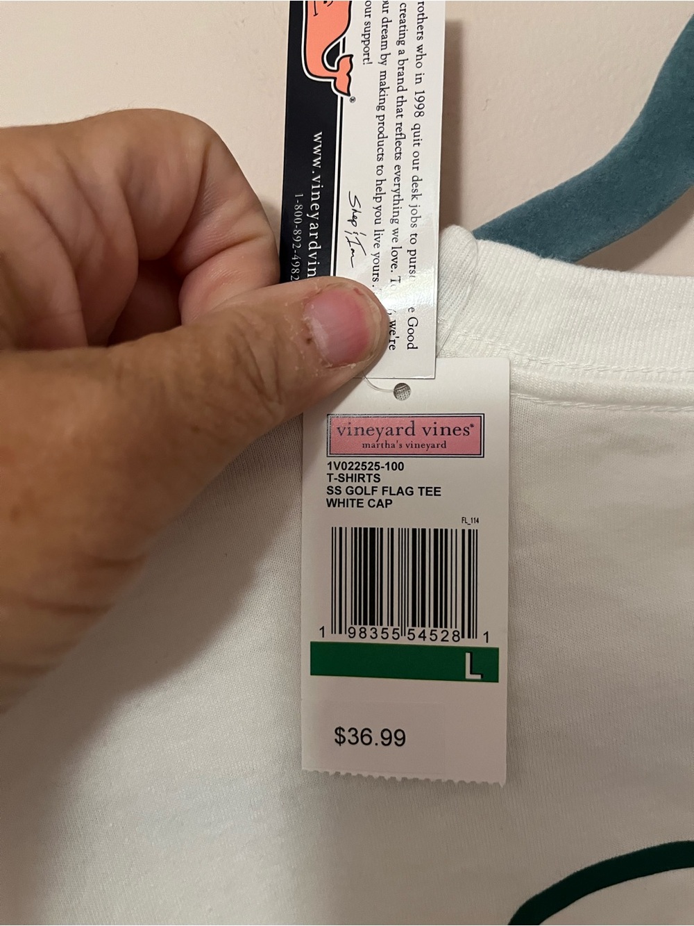 Vineyard Vines White Tee with Green Whale and Red Accent - Picture 4 of 6